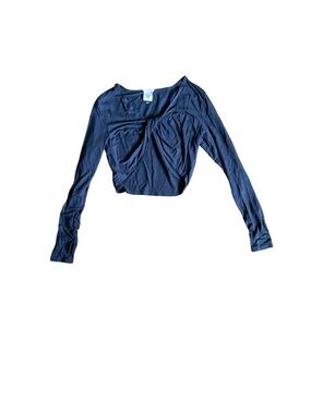 Cabi Black Twist Front Crop Top Long Sleeve Sz M (222)